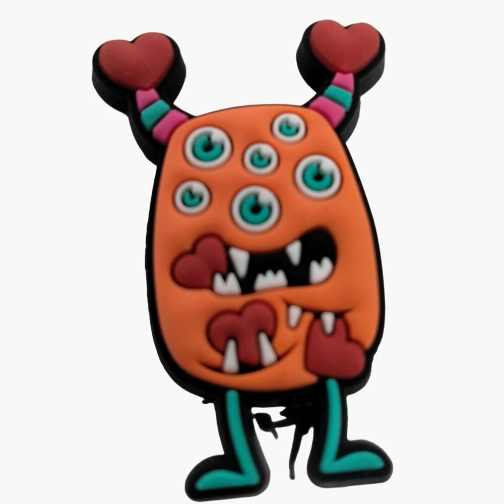 Kawaii monster charm Shoe Charm Orange Hearts